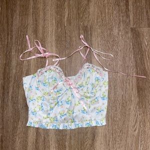 Strangers & Lovers Floral satin corset top in size Small